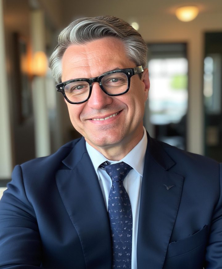 David Sarfas, independent adviser and board member, in a navy suit and dark-framed glasses